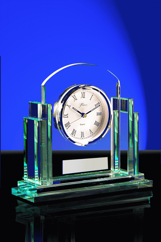 Eleganza, Glass Clock – 8” - Click Image to Close