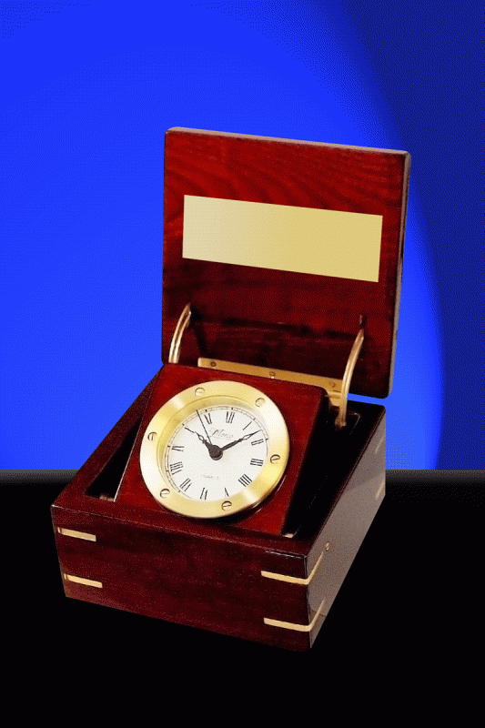 Desk Clock in a Chest – 6” w - Click Image to Close