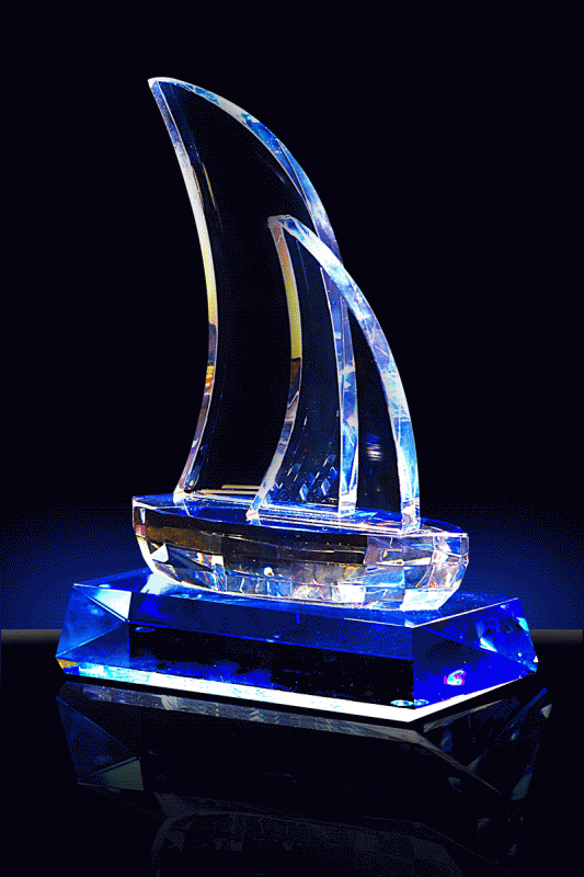 Sailboat, Blue Trophy – 7.5” - Click Image to Close