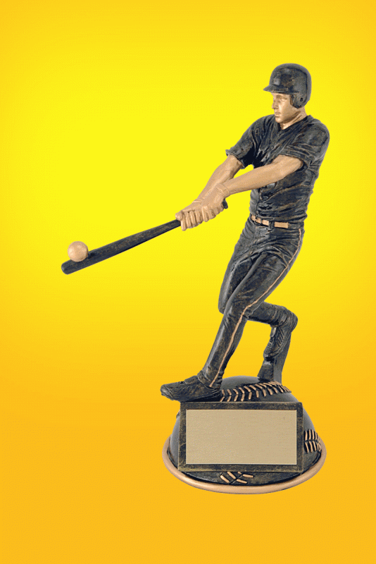 Baseball Gold Player, Half Ball, Male - 7 3/8” - Click Image to Close