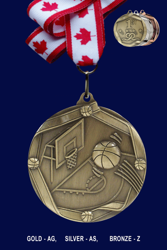 Basketball, Medal – 2.25” - Click Image to Close