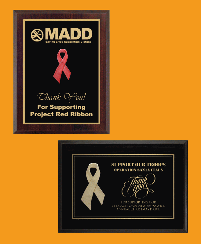 Engraved Ribbon Awareness Plaque - 7” x 9” - Click Image to Close