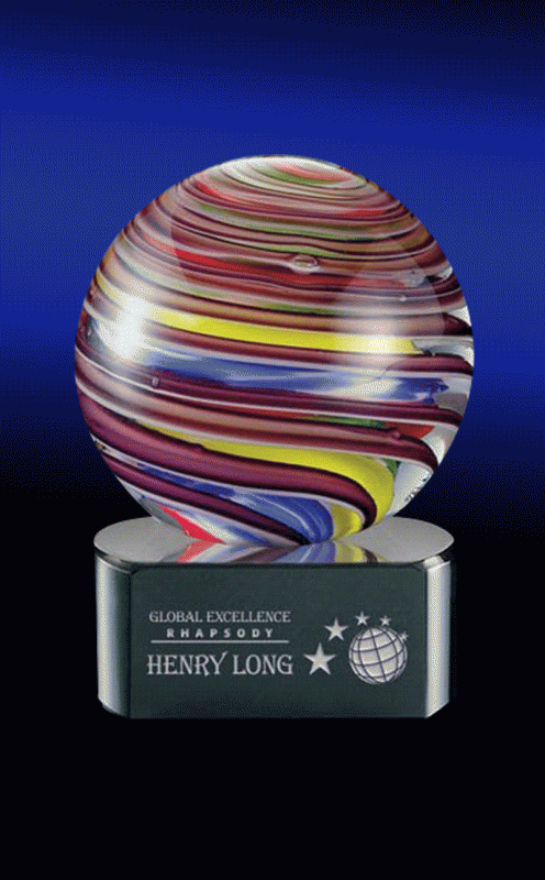 Lunar, Hand Blown Award on black base – 3.5” - Click Image to Close