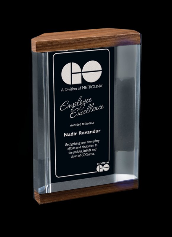 Mackinac, Clear Acrylic with Solid Walnut, Award – 7” - Click Image to Close