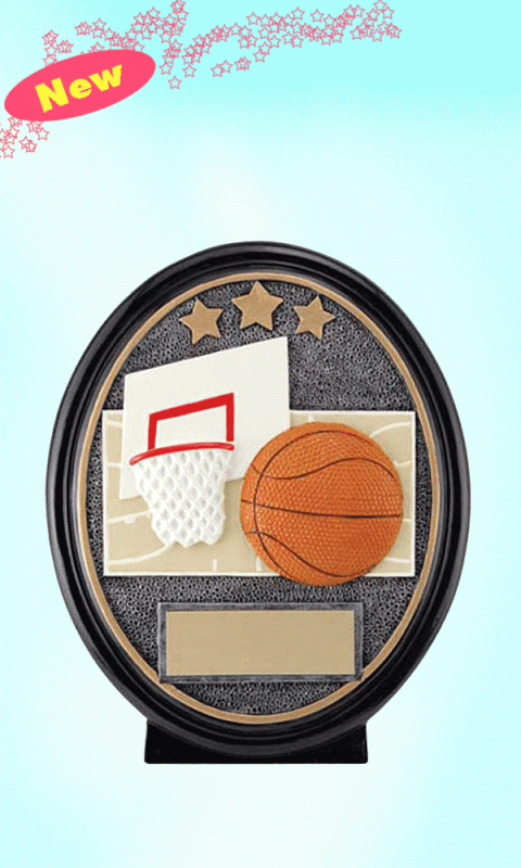 Basketball Starry Oval – 5.75” - Click Image to Close