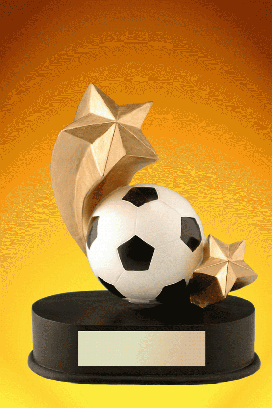 Starry Soccer Trophy – 4.25" - Click Image to Close