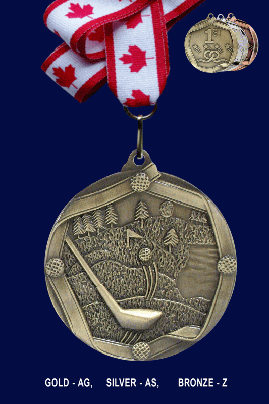 Golf, Medal – 2.25” - Click Image to Close