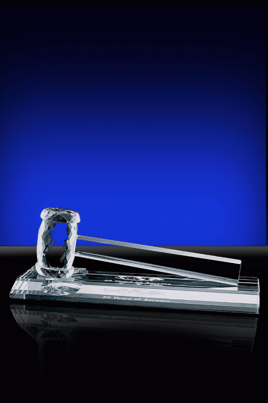 Gavel, Optical Crystal 10” x 2” - Click Image to Close