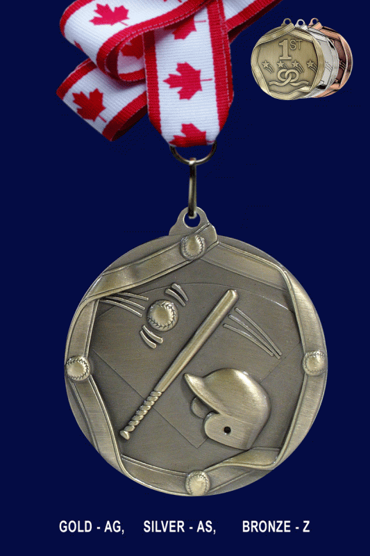 Baseball, Medal – 2.25” - Click Image to Close